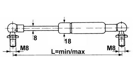 PLINSKI AMORTIZER     Lmin 265 Lmax 445 F200  